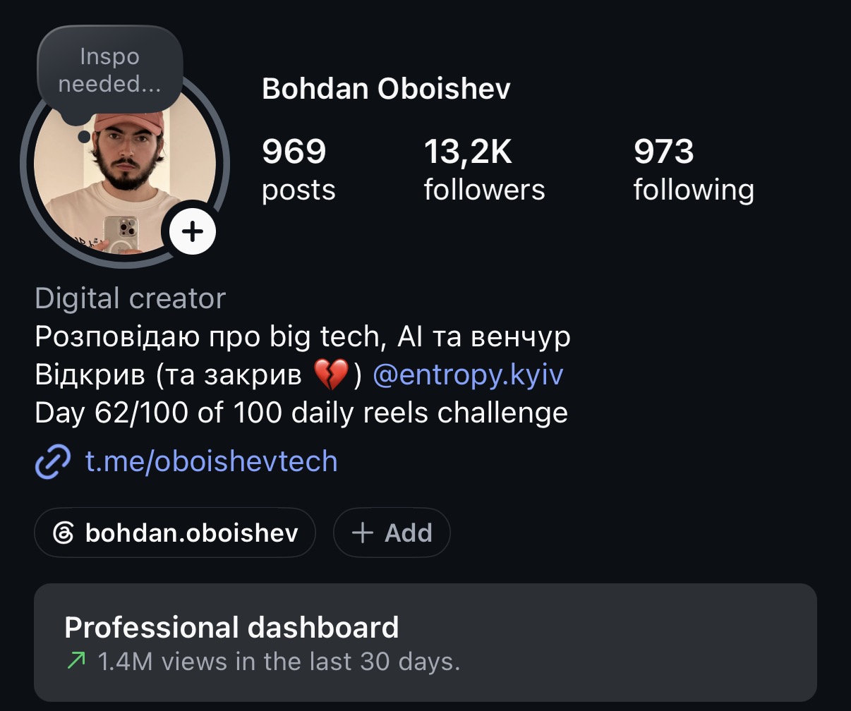 Bohdan Oboishev Instagram